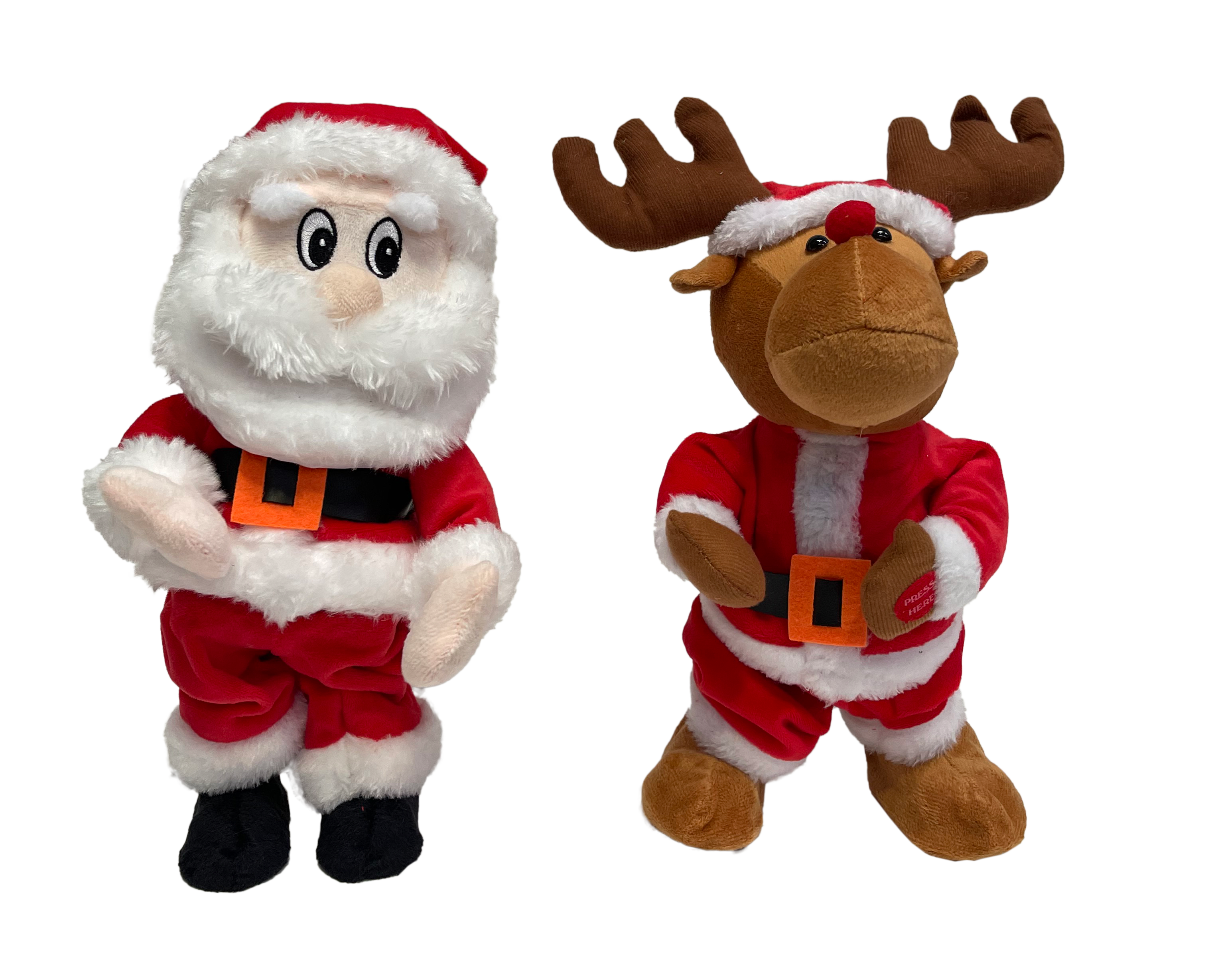 GIOCOPLAST NATALE - BABBO E RENNA ROCK'N'ROLL CON MOVIMENTO E MUSICA A BATTERIA, 30 CM