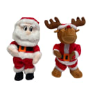 GIOCOPLAST NATALE - BABBO E RENNA ROCK'N'ROLL CON MOVIMENTO E MUSICA A BATTERIA, 30 CM
