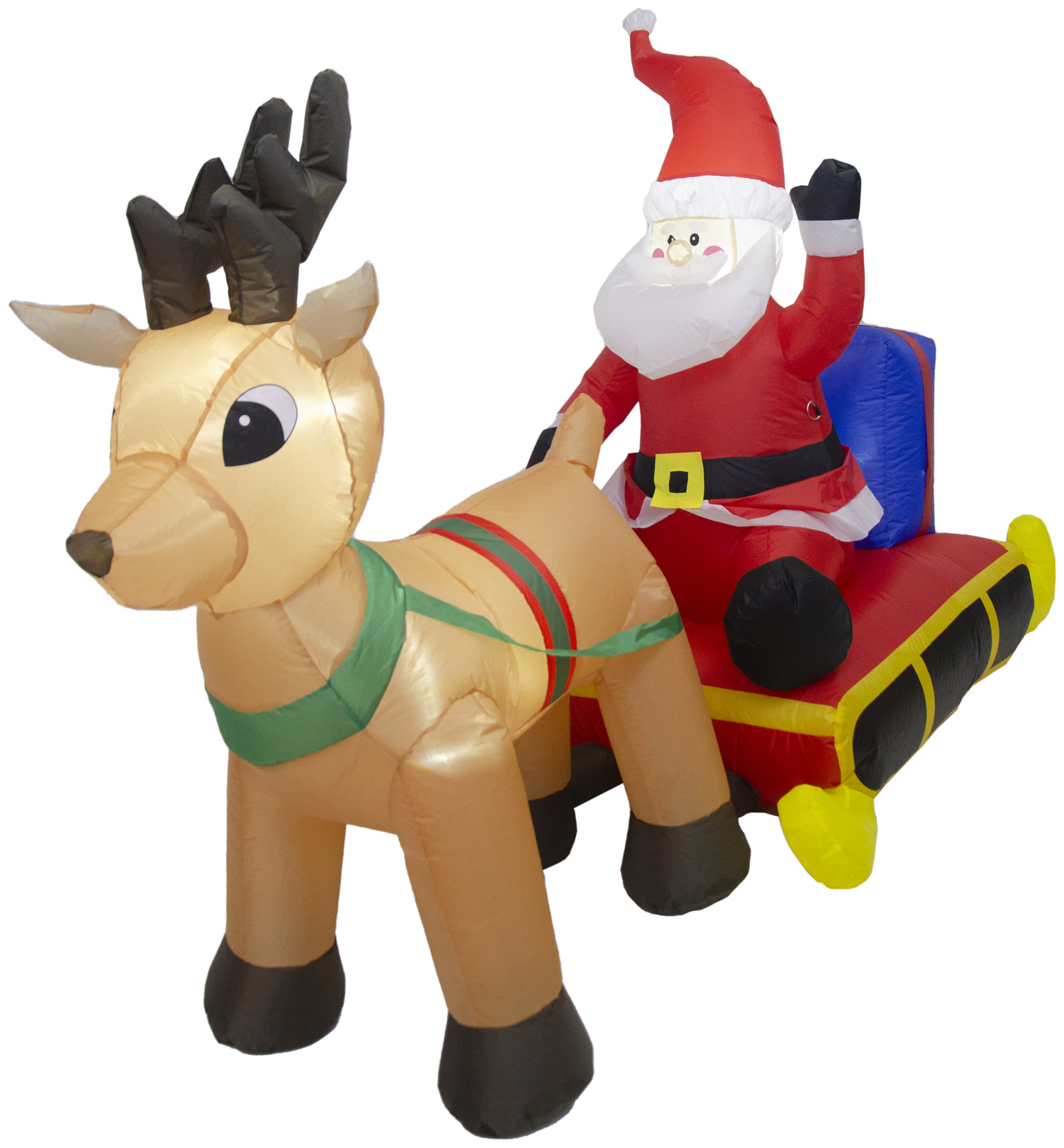 GIOCOPLAST NATALE - BABBO CON SLITTA GONFIABILE H. 100 X L. 210 CM, CON LUCI LED