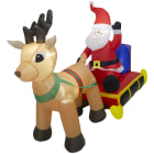 GIOCOPLAST NATALE - BABBO CON SLITTA GONFIABILE H. 100 X L. 210 CM, CON LUCI LED