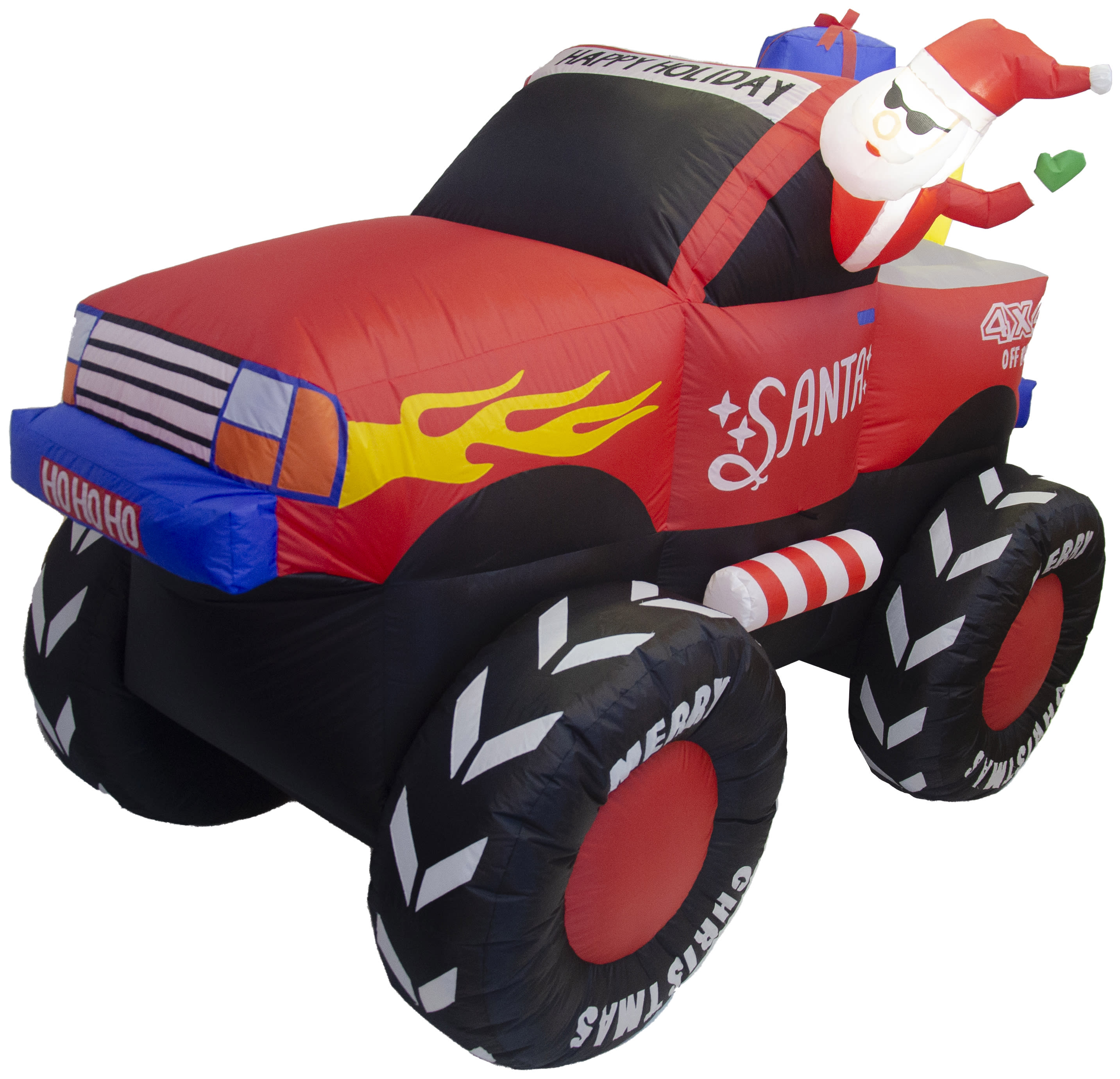 GIOCOPLAST NATALE - BABBO CON FUORISTRADA GONFIABILE 210 CM CON LUCI LED