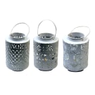 GIOCOPLAST NATALE - LANTERNA PORTA TEALIGHT IN METALLO BIANCA DECORATA CM 13 - 3 MOD ASS 62015202