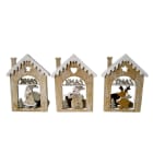 GIOCOPLAST NATALE - PORTA TEALIGHT A CASETTA IN LEGNO CM 9 - 3 ASS