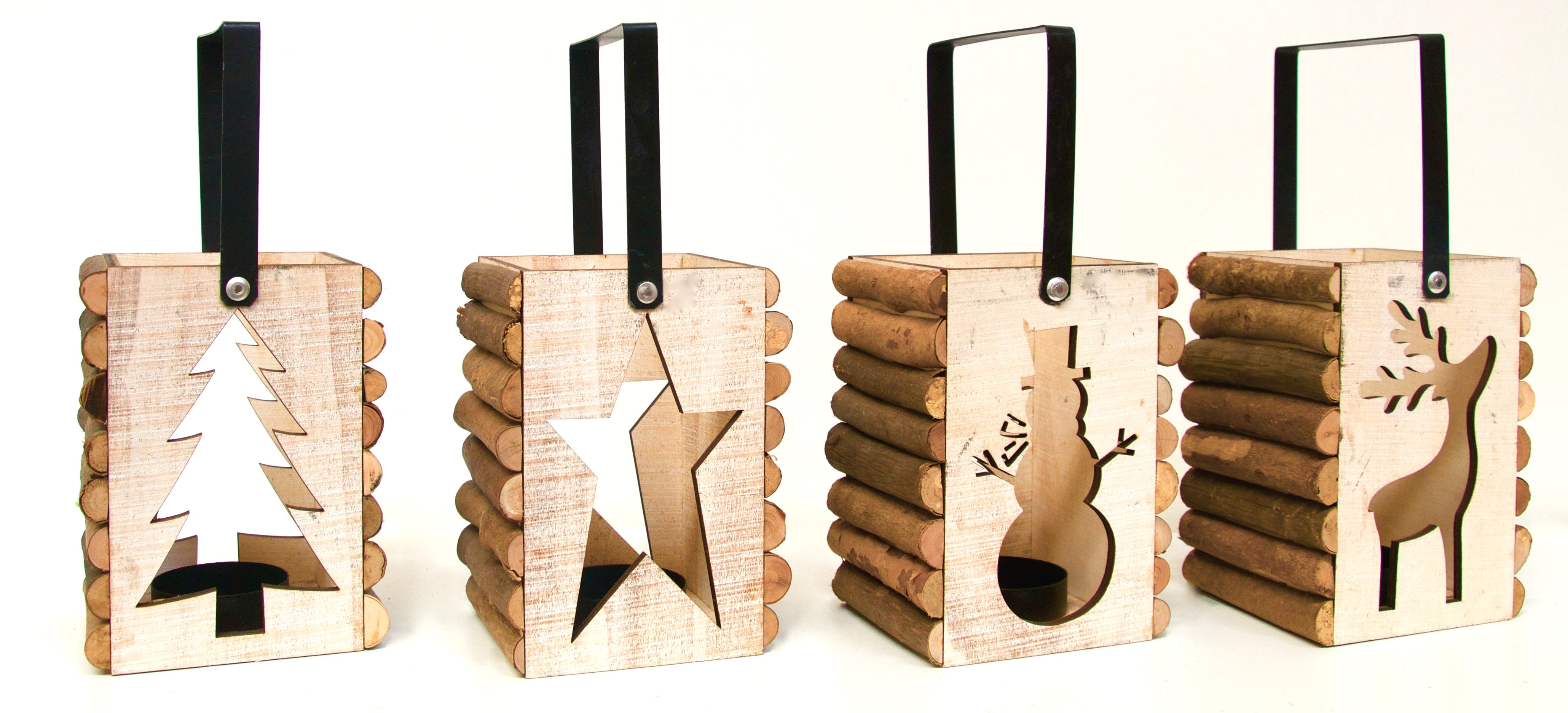 GIOCOPLAST NATALE - PORTA TEALIGHT LEGNO CM 12, 4 ASS