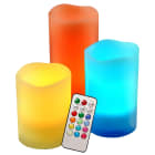 GIOCOPLAST NATALE - SET 3 CANDELE LED RGB H. 10 - H.12,5 - H. 15 X D. 7,5 CM CON TELECOMANDO