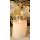 GIOCOPLAST NATALE - CANDELA LED IN CILINDRO VETRO TRASPARENTE H.12,5 X D.7,5 CM, CON MOVIMENTO FIAMMA EFFETTO REALE CON TELECOMANDO