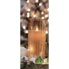 GIOCOPLAST NATALE - CANDELA LED IN CILINDRO VETRO AMBRA H.17,5 X D.7,5 CM, CON MOVIMENTO FIAMMA EFFETTO REALE CON TELECOMANDO