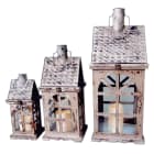 GIOCOPLAST NATALE - SET 3 LANTERNE LEGNO/METALLO CM 13,5X12,5X30; 19X18X42,5; 24X23X58,5