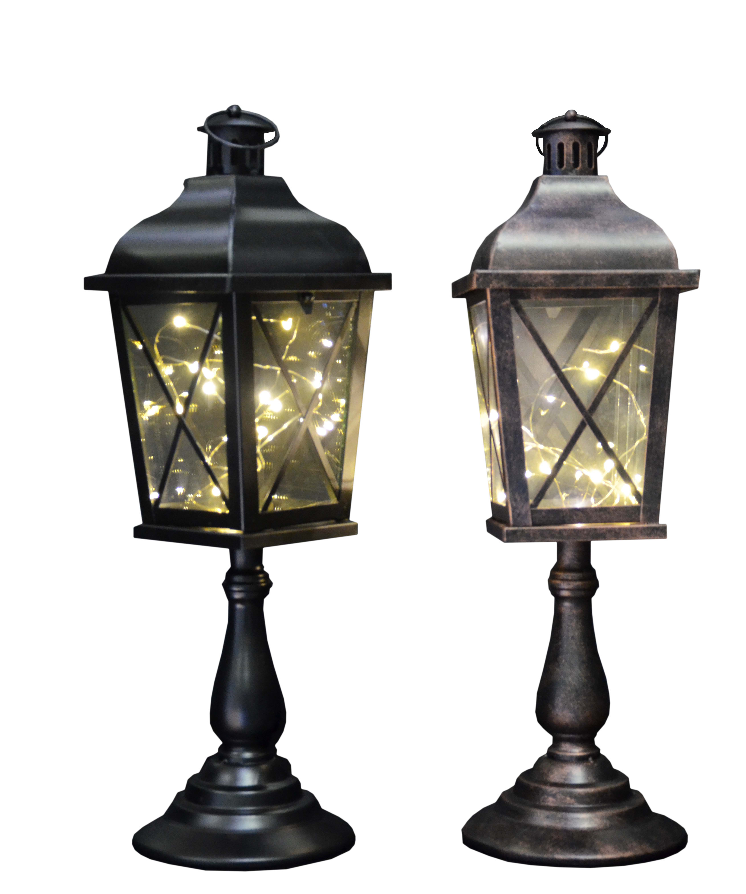 GIOCOPLAST NATALE - LANTERNA LONDON STYLE IN METALLO 50 CM, CON GOCCE DI LED A BATTERIE, 2 ASS.