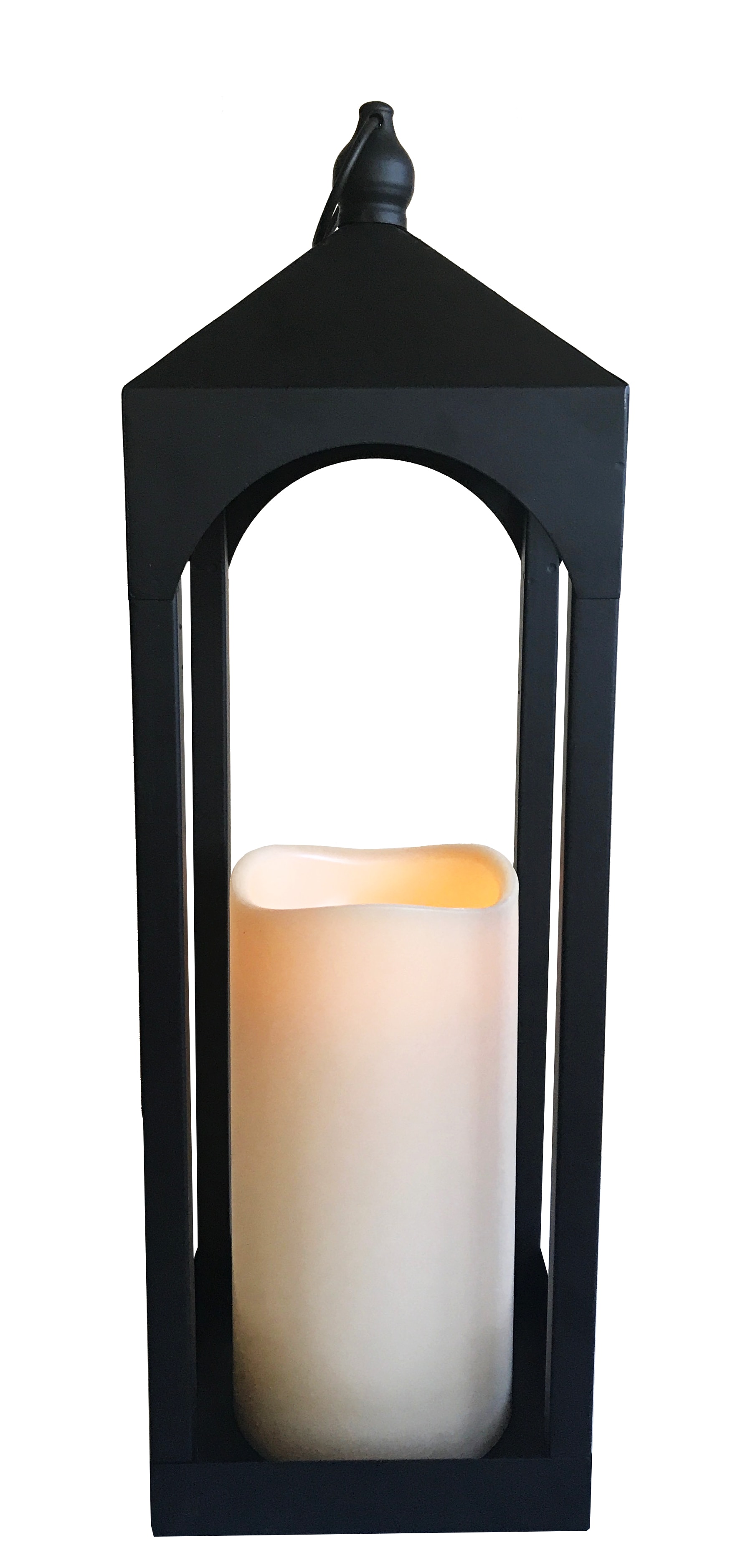 GIOCOPLAST NATALE - LANTERNA NERA ''VIENNA'' H. 50,5 CM CON CANDELA LED BIANCO CALDO A BATT., USO INT.
