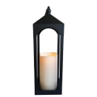 GIOCOPLAST NATALE - LANTERNA NERA ''VIENNA'' H. 50,5 CM CON CANDELA LED BIANCO CALDO A BATT., USO INT.
