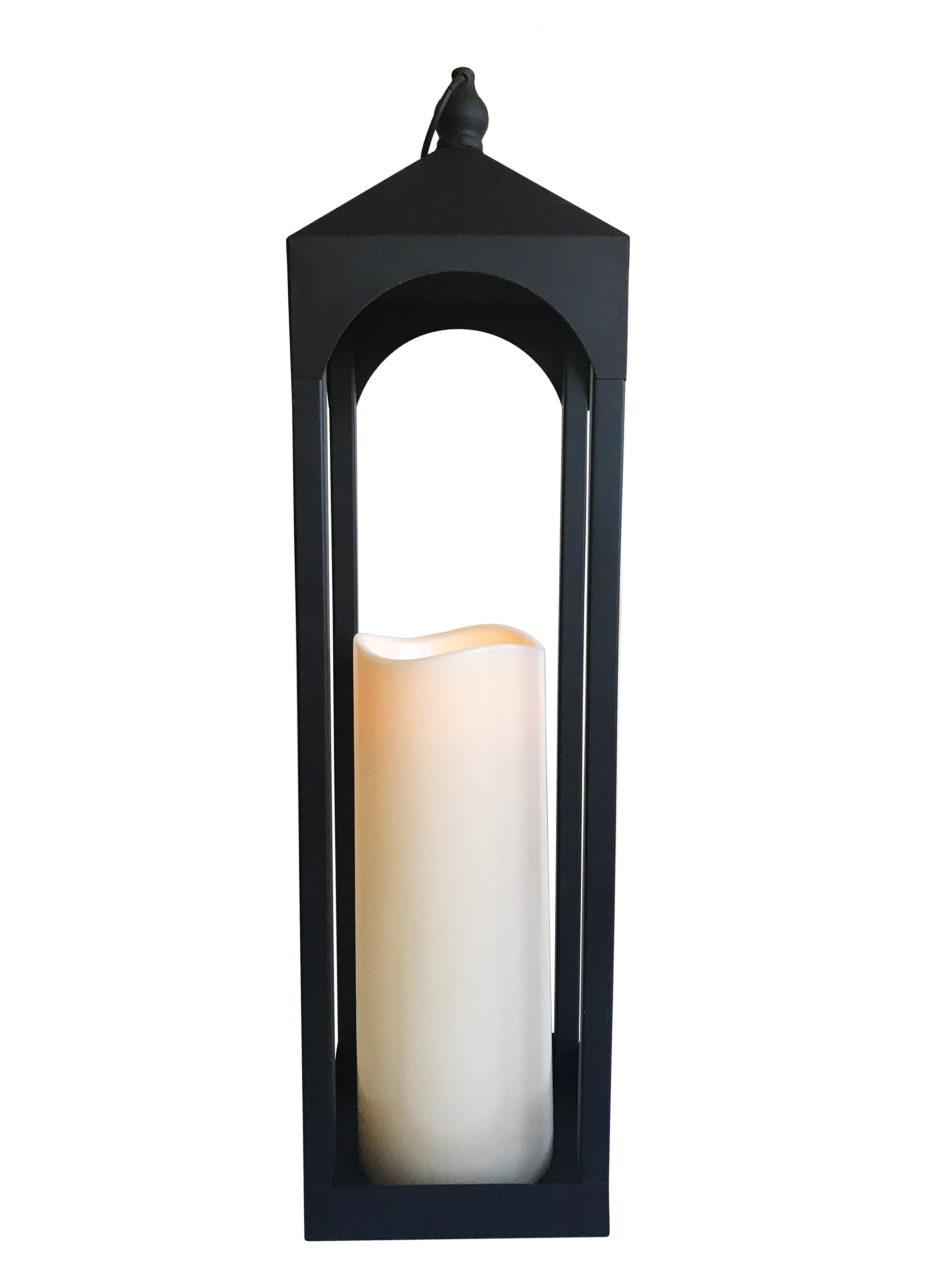 GIOCOPLAST NATALE - LANTERNA NERA ''VIENNA'' H. 60,5 CM CON CANDELA LED BIANCO CALDO A BATT., USO INT.