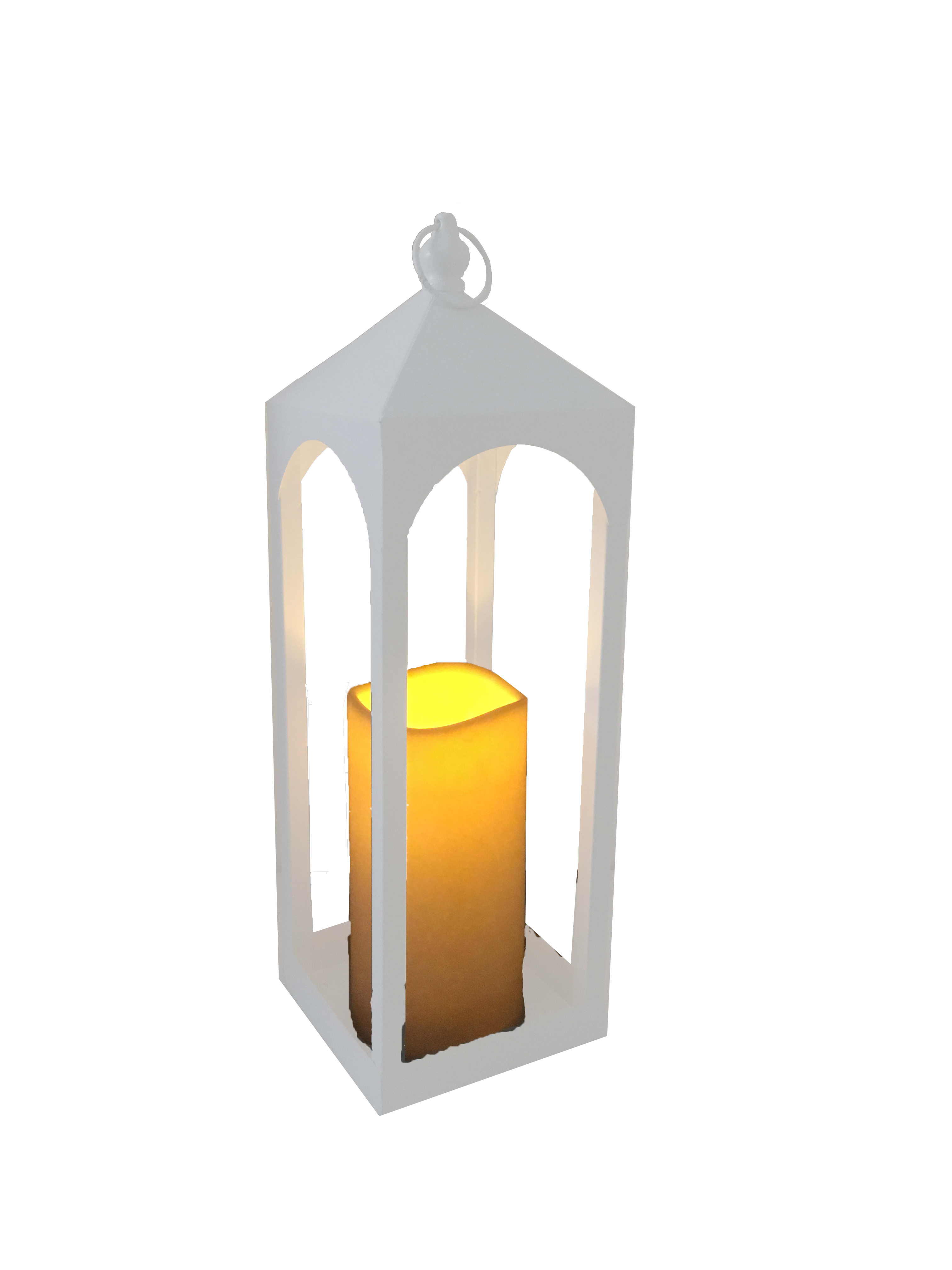 GIOCOPLAST NATALE - LANTERNA BIANCA ''VIENNA'' H. 60,5 CM CON CANDELA LED BIANCO CALDO A BATT., USO INT.
