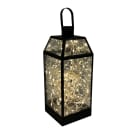 GIOCOPLAST NATALE - LANTERNA NERA ''MILANO'' H. 30 CM CON 120 GOCCE DI LED BIANCO CALDO, USO INT. CON TRASF.