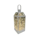 GIOCOPLAST NATALE - LANTERNA BIANCA ''MILANO'' H. 25 CM CON 80 GOCCE DI LED BIANCO CALDO, USO INT. CON TRASF.