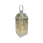 GIOCOPLAST NATALE - LANTERNA BIANCA ''MILANO'' H. 25 CM CON 80 GOCCE DI LED BIANCO CALDO, USO INT. CON TRASF.