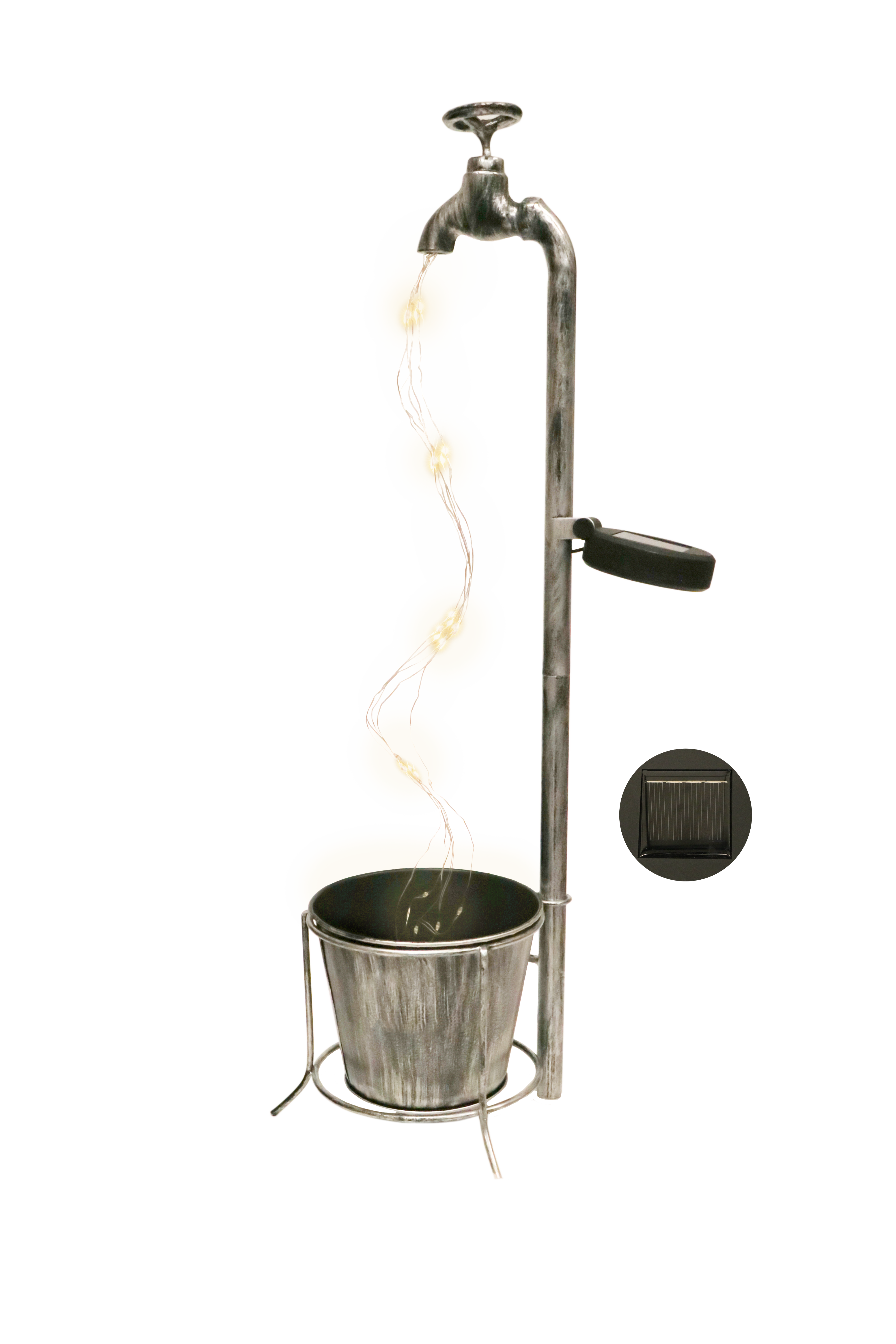 GIOCOPLAST NATALE - FONTANELLA 50 CM CON GOCCE DI LED BIANCO CALDO A PANNELLO SOLARE, USO EST.