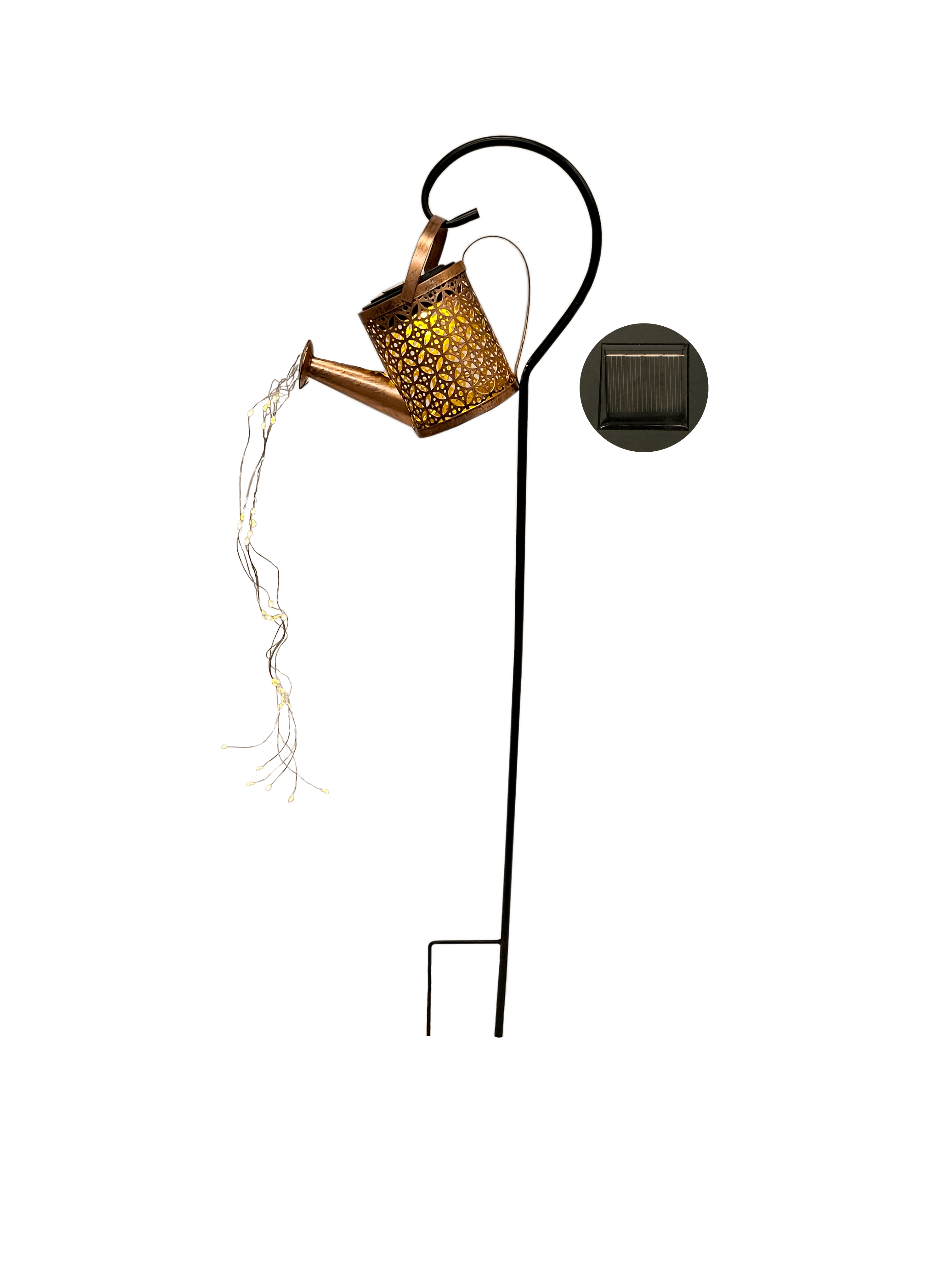 GIOCOPLAST NATALE - ANNAFFIATOIO CON GOCCE DI LED BIANCO CALDO, 70 CM, A PANNELLO SOLARE, USO EST.