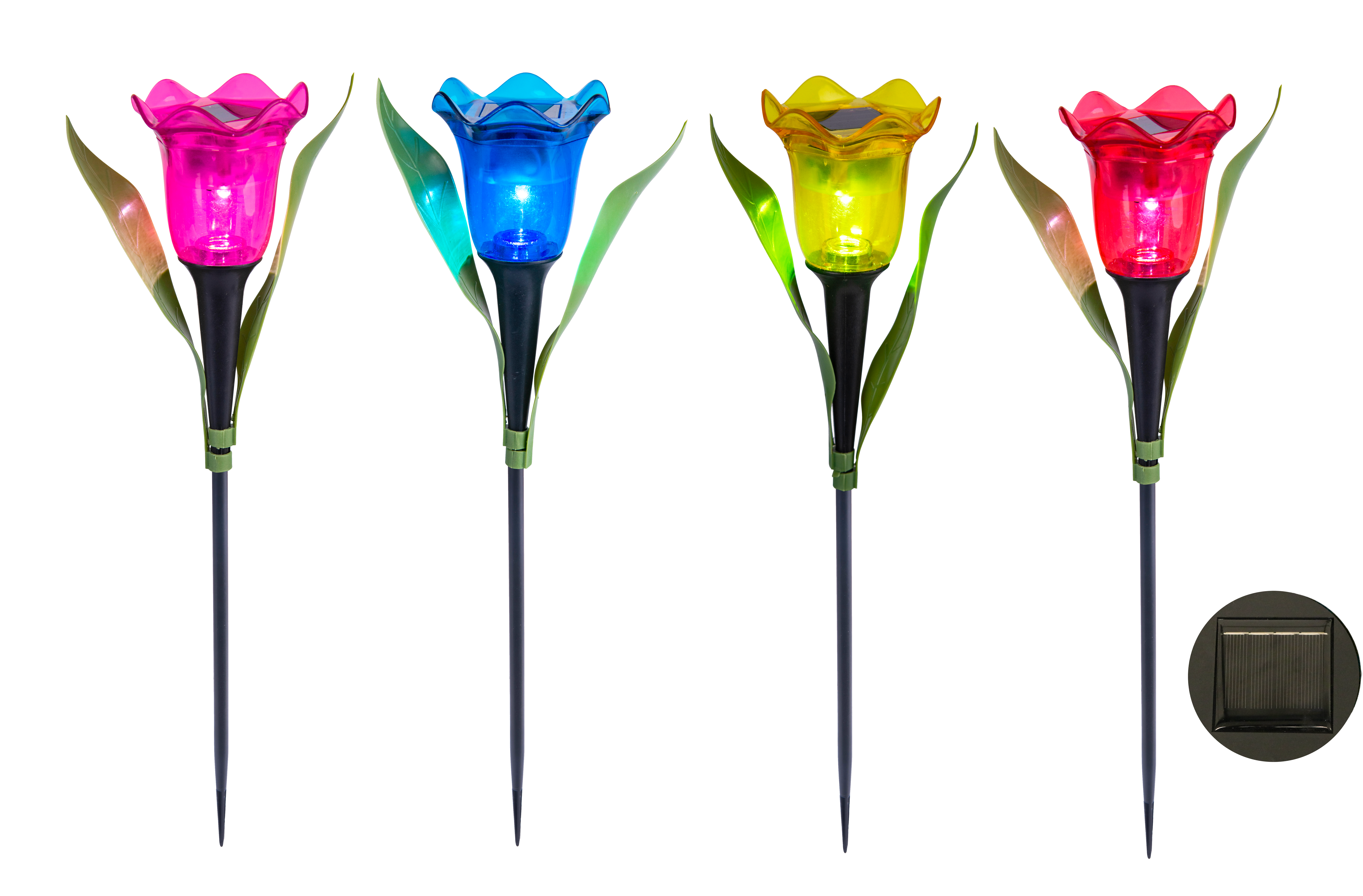 GIOCOPLAST NATALE - TULIPANO LED CON PANNELLO SOLARE, 31 CM, USO EST., COL. ASS.