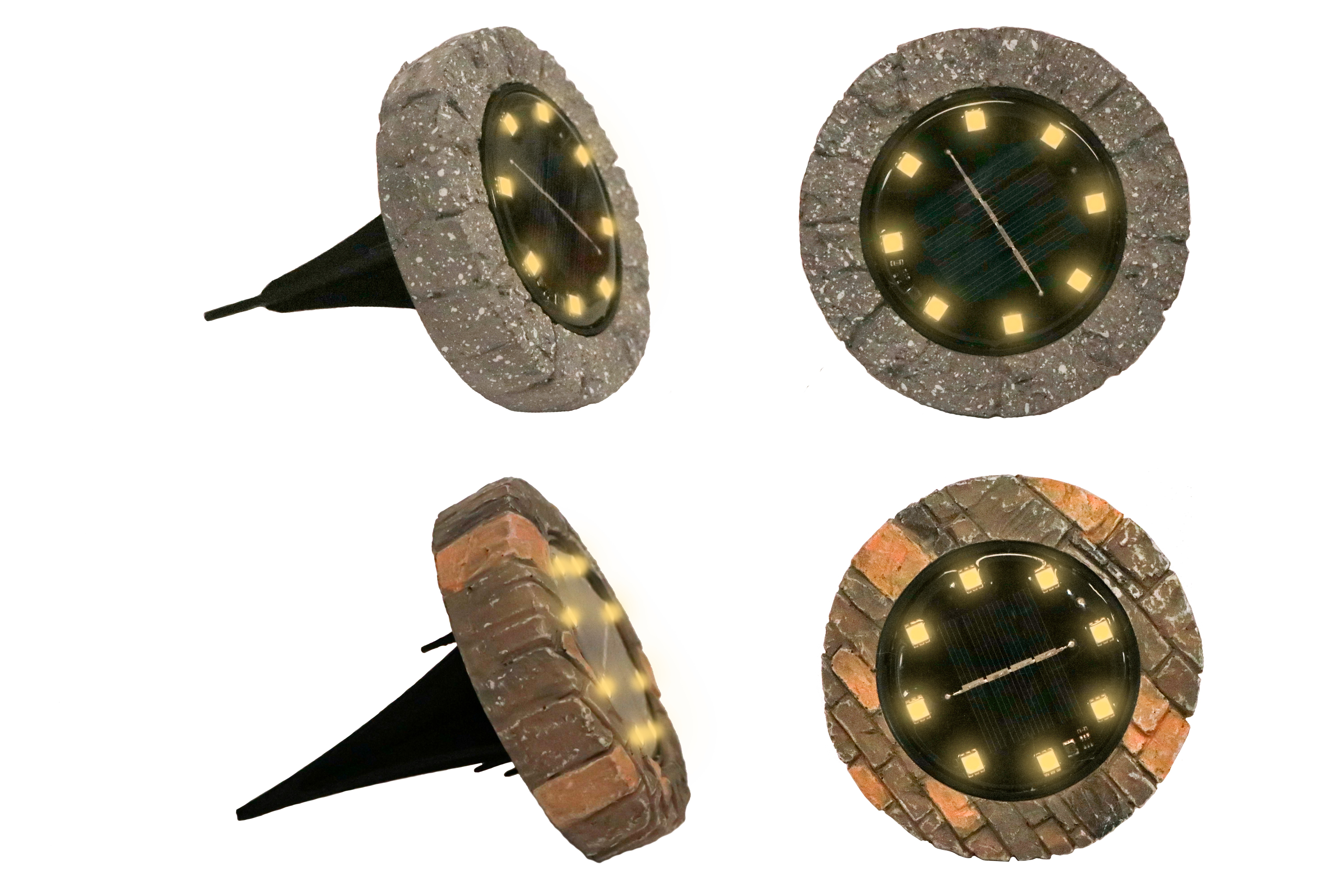 GIOCOPLAST NATALE - SEGNAPASSO ''MARTE'' EFFETTO PIETRA CON PANNELLO SOLARE, LUCE LED BIANCO CALDO, D. 11 CM, MOD. ASS.