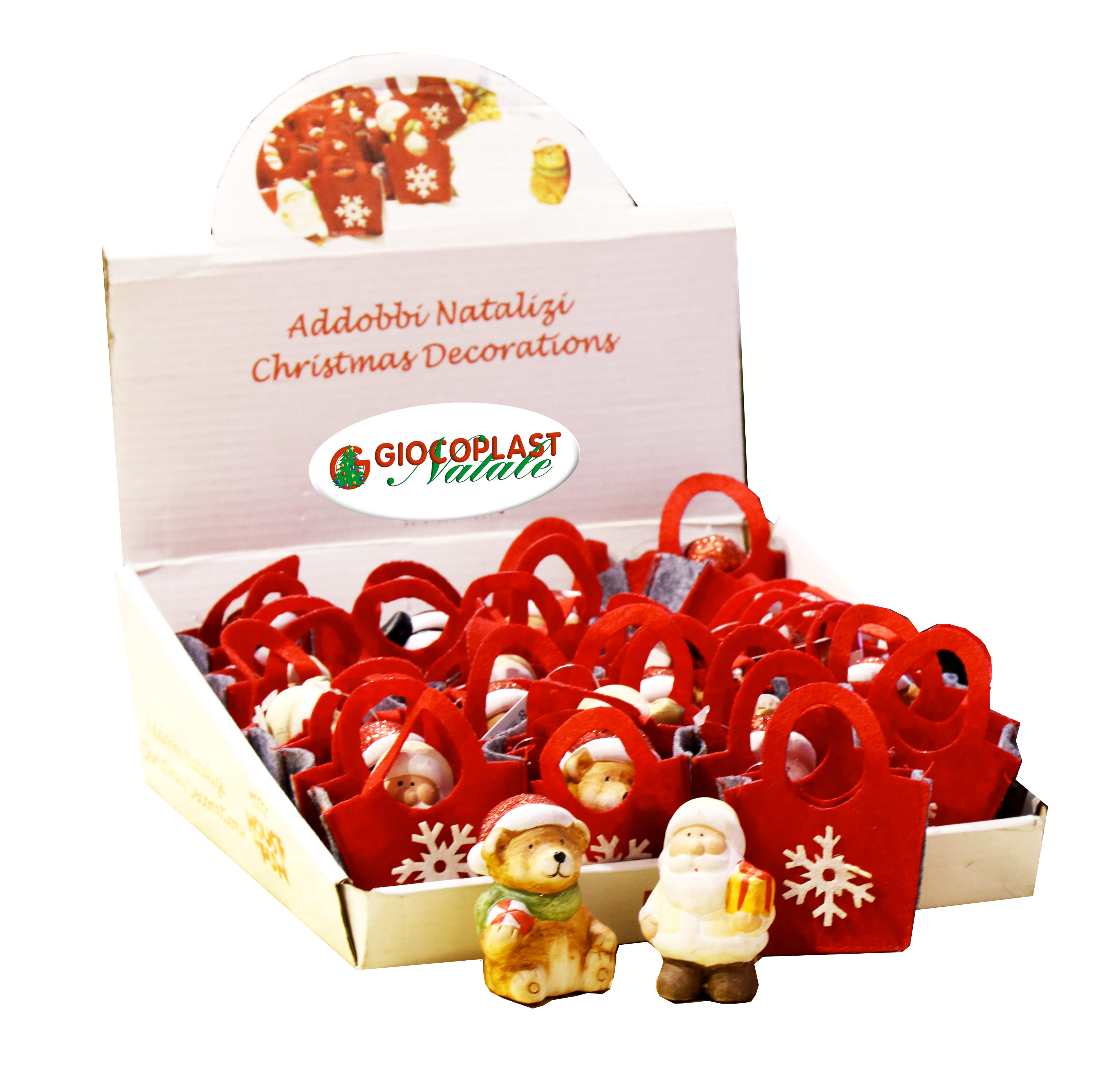 GIOCOPLAST NATALE - SOGG. IN POLIRESINA IN BORSINA REGALO, 6 SOGG. ASS., IN DISPLAY DA 24PZ.