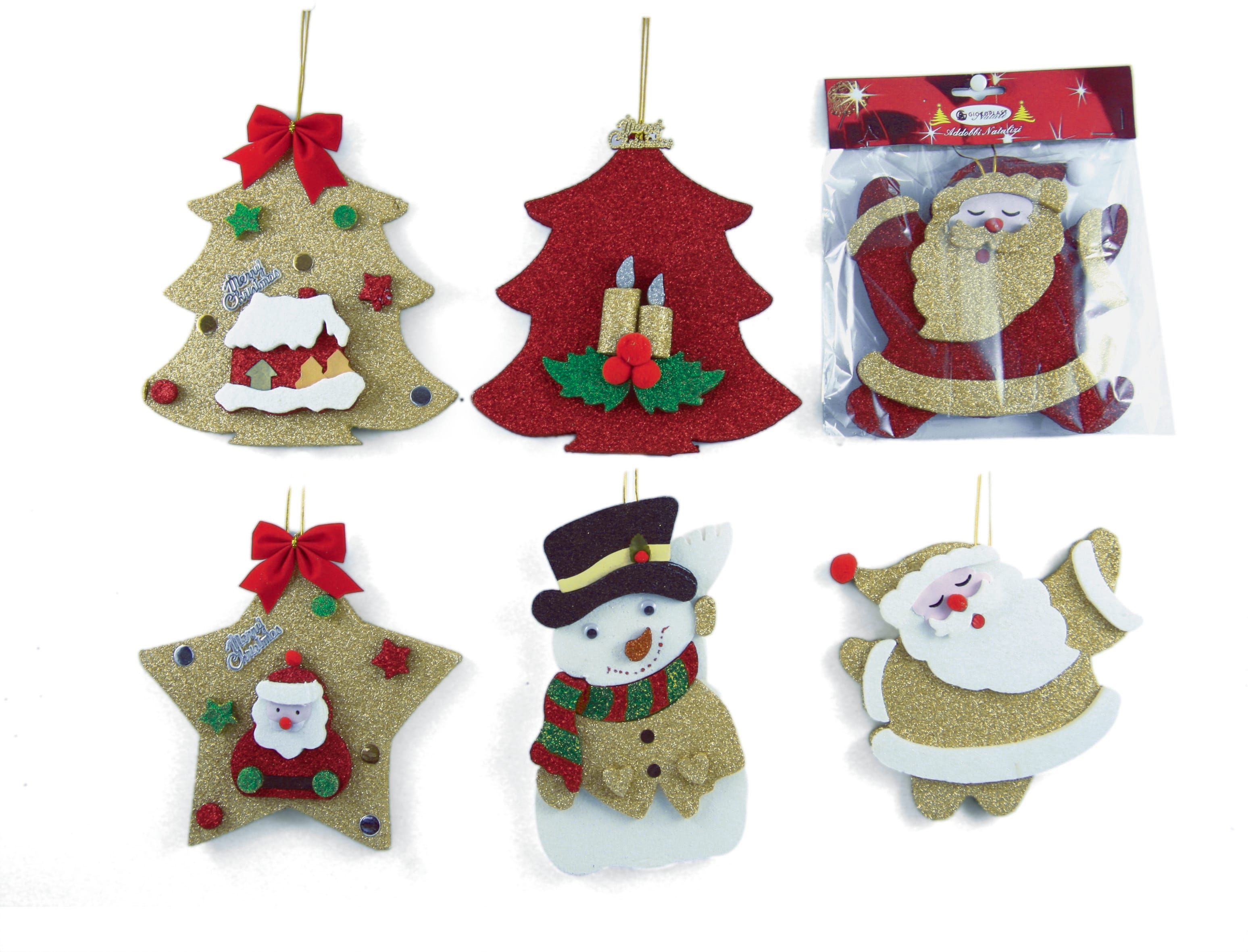 GIOCOPLAST NATALE - 6 SOGG. ASS. IN POLISTIROLO GLITTER CM.18-22 IN RILIEVO