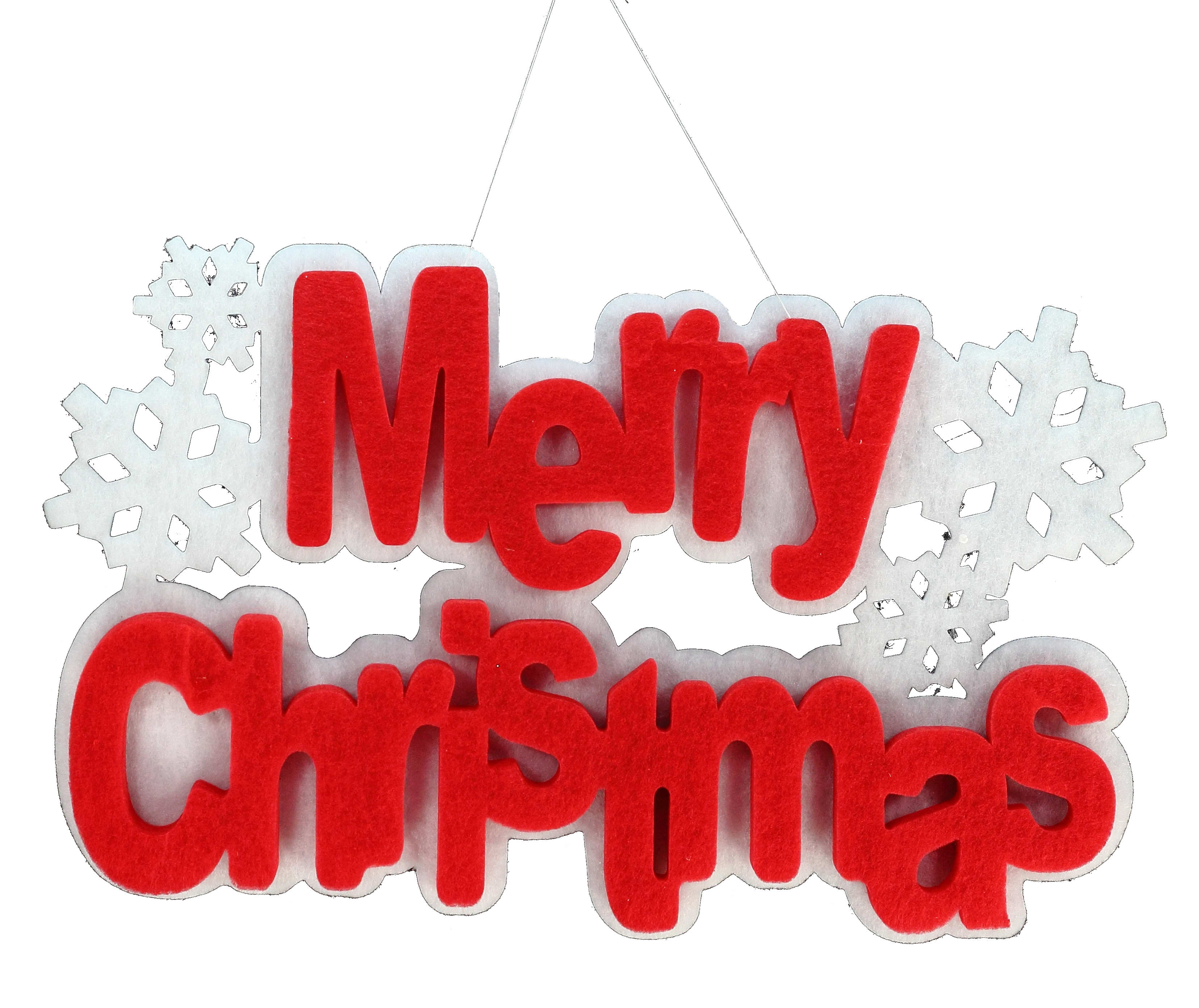 GIOCOPLAST NATALE - SCRITTA MERRY CHRISTMAS FELTRO BIANCA/ROSSA CM 35 X 59