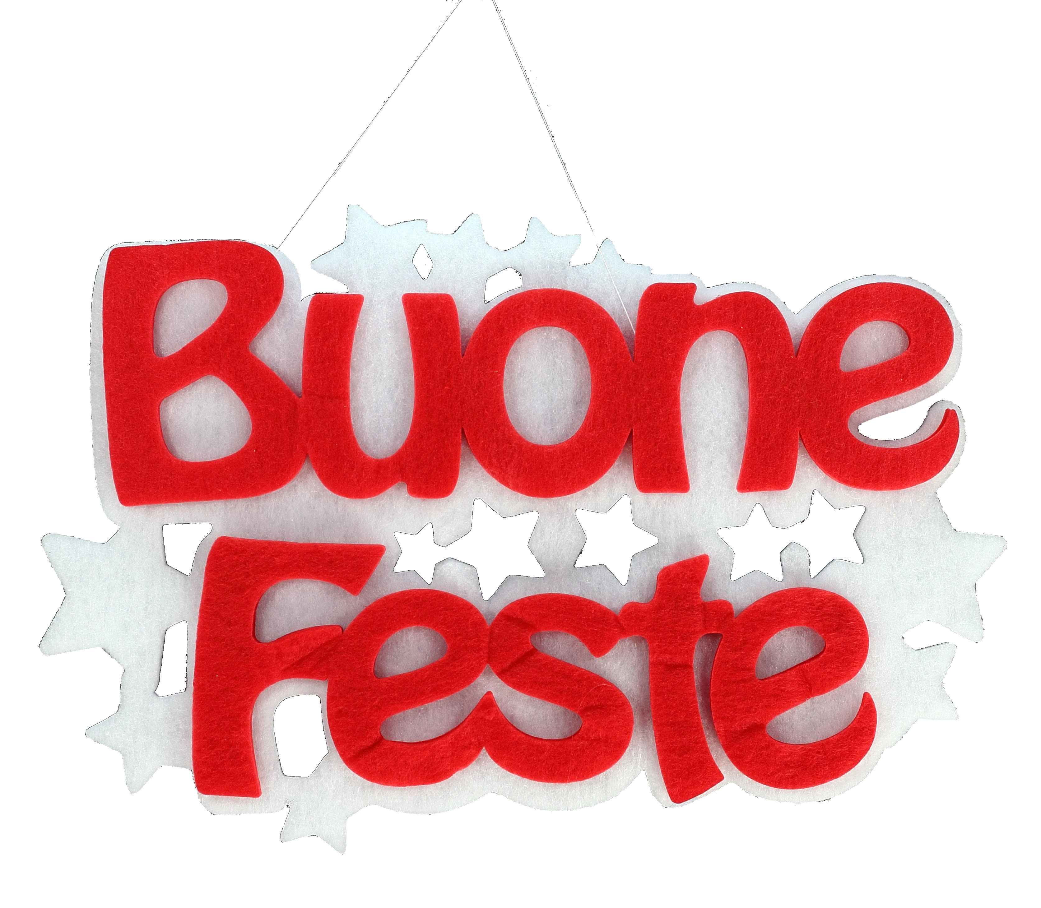 GIOCOPLAST NATALE - SCRITTA BUONE FESTE FELTRO BIANCA/ROSSA CM 40 X 60