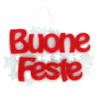 GIOCOPLAST NATALE - SCRITTA BUONE FESTE FELTRO BIANCA/ROSSA CM 40 X 60