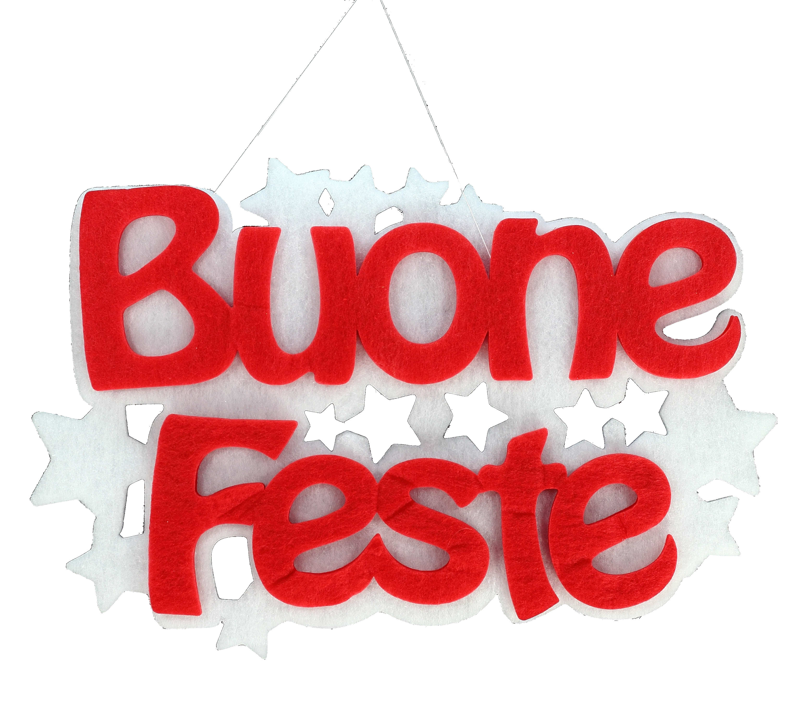 GIOCOPLAST NATALE - SCRITTA BUONE FESTE FELTRO BIANCA/ROSSA CM 40 X 60