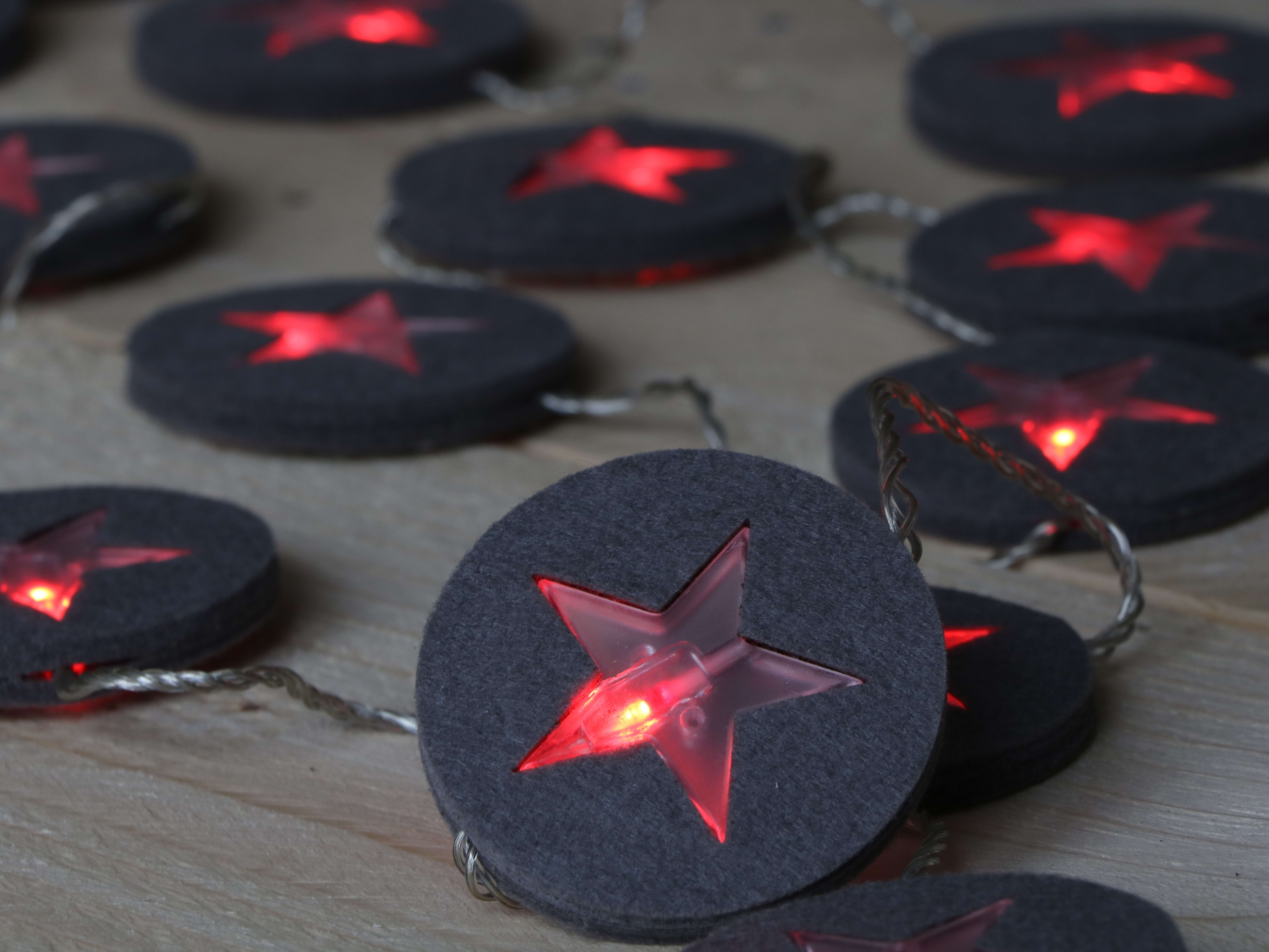 GIOCOPLAST NATALE - 20 DECORAZIONI ROTONDE STELLA FELTRO CON LED
