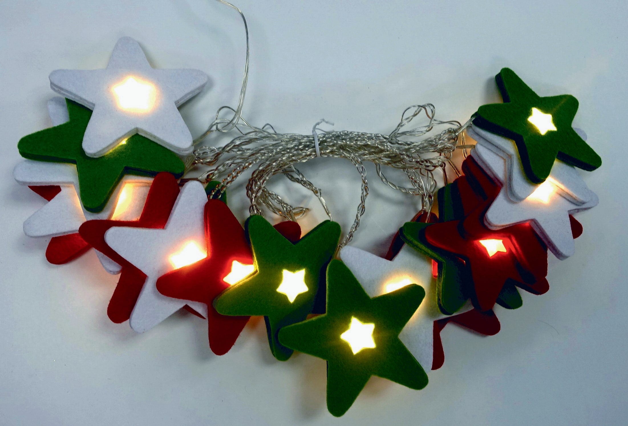 GIOCOPLAST NATALE - 20 DECORAZIONI STELLA FELTRO CON LED