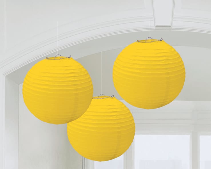 GIOCOPLAST NATALE - SET 3 LANTERNE TONDE GIALLE IN CARTA 24 CM