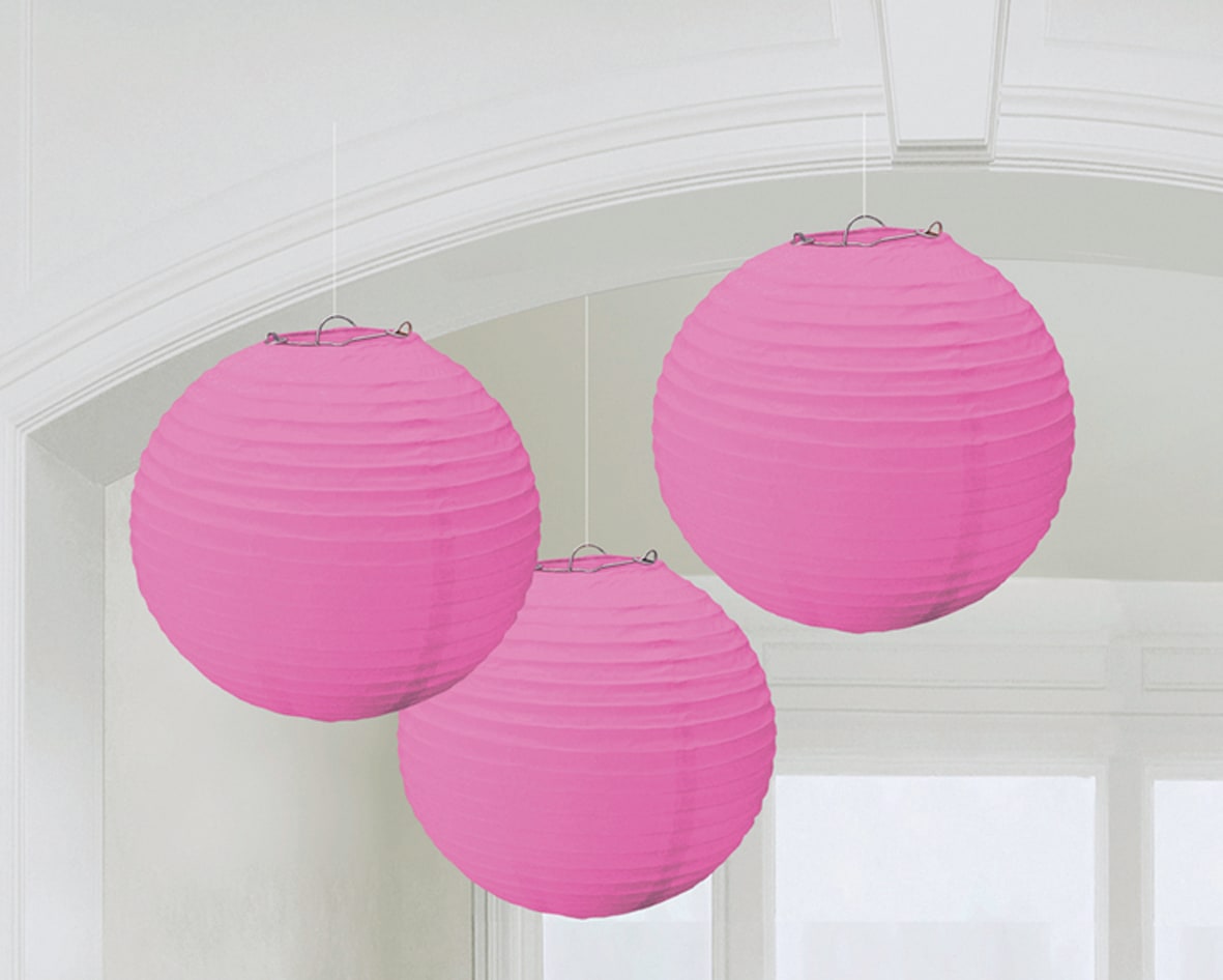 GIOCOPLAST NATALE - SET 3 LANTERNE TONDE ROSA IN CARTA 24 CM