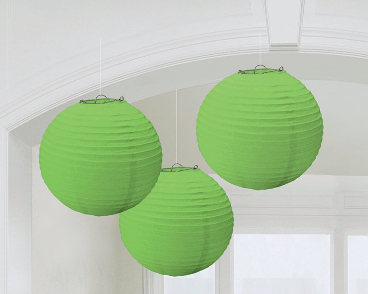 GIOCOPLAST NATALE - SET 3 LANTERNE TONDE VERDI IN CARTA 24 CM