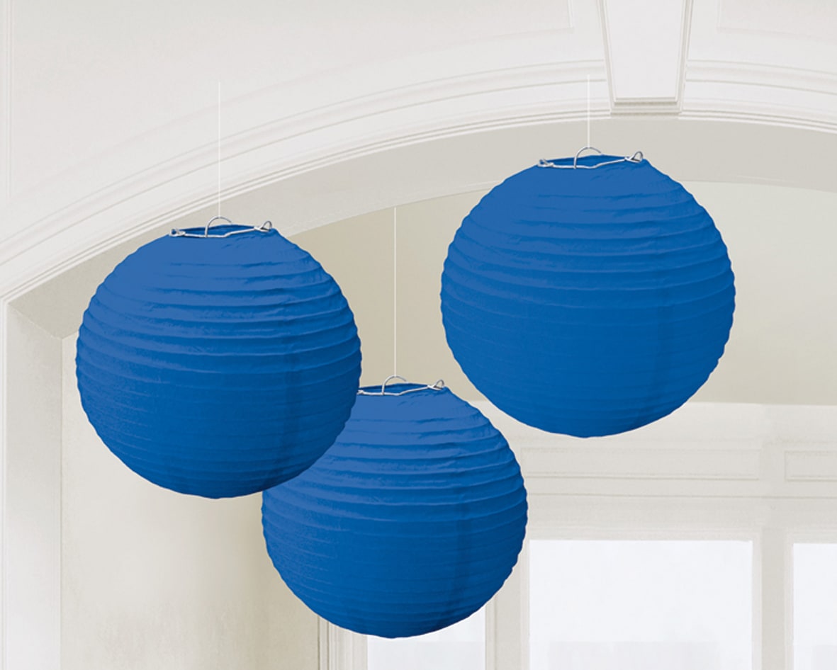 GIOCOPLAST NATALE - SET 3 LANTERNE TONDE BLU IN CARTA 24 CM