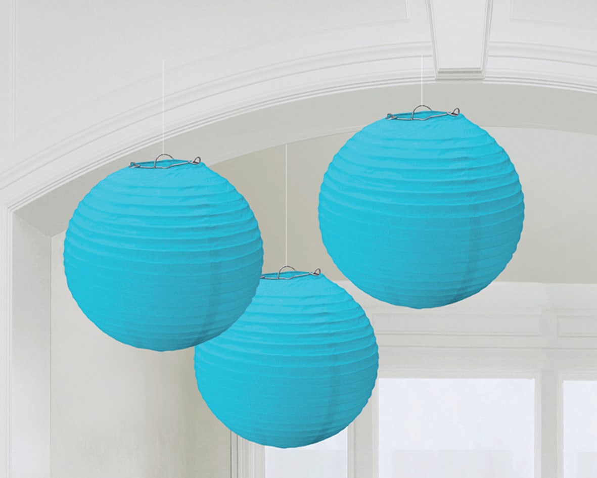 GIOCOPLAST NATALE - SET 3 LANTERNE TONDE CELESTI IN CARTA 24 CM
