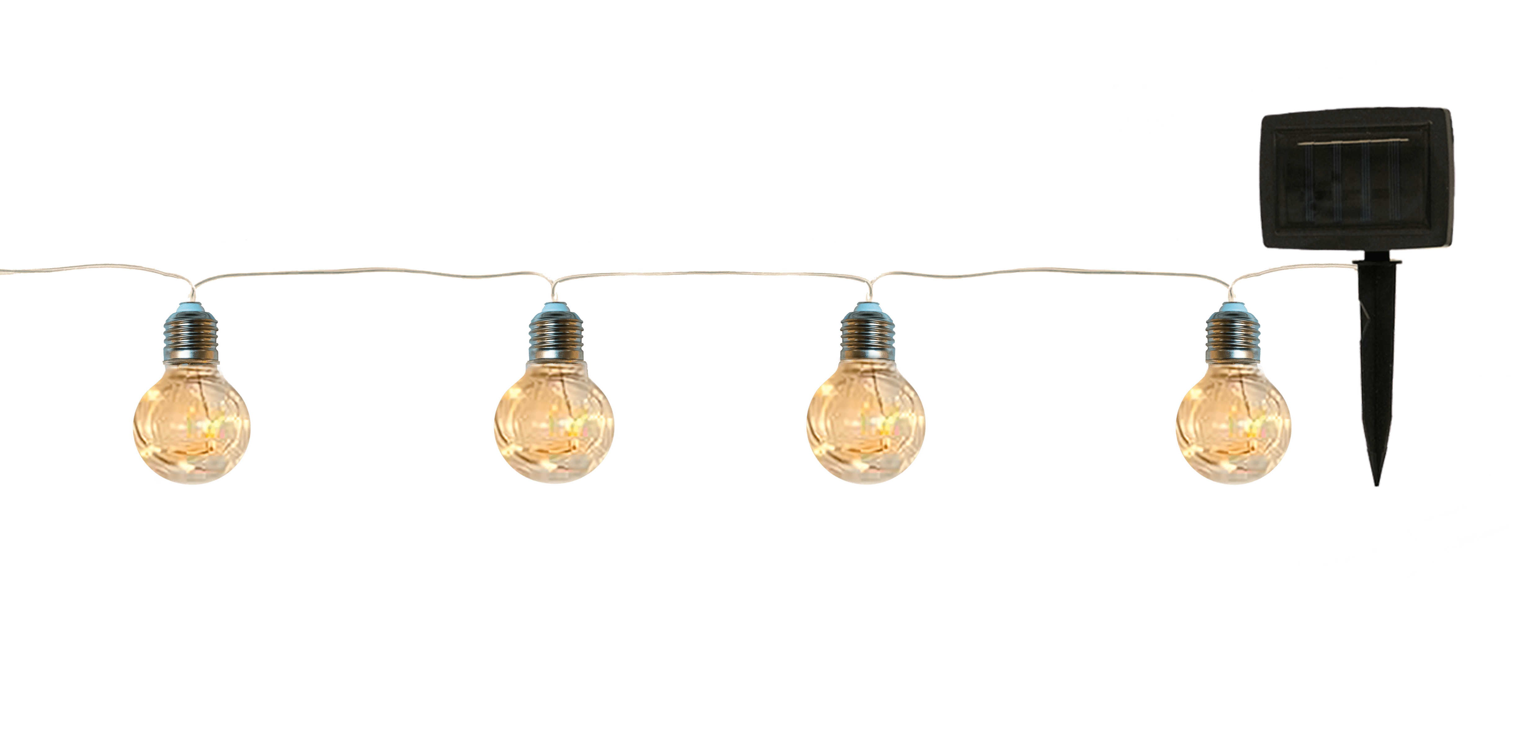 GIOCOPLAST NATALE - FESTONE 10 LAMPADINE CON GOCCE DI LED CON PANNELLO SOLARE, L. 4M, USO EST.