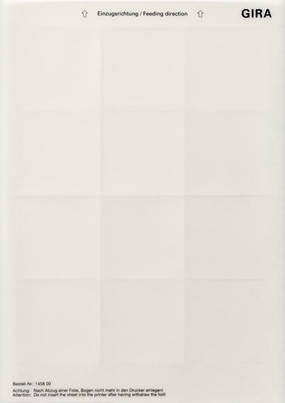 GIRA - FOGLI TARGHETTE 62 X 62 MM