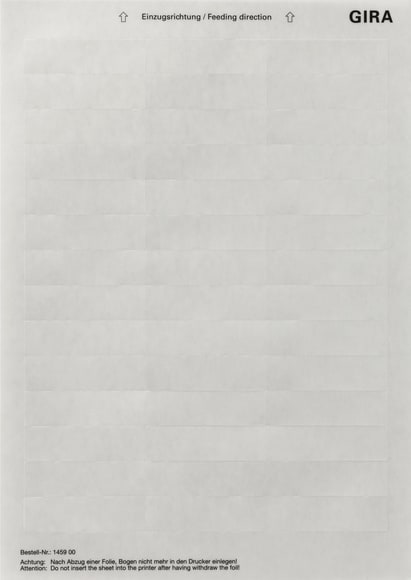 GIRA - FOGLI TARGHETTE 62 X 18 MM