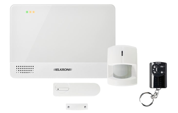 ELKRON - Kit sicurezza radio CR600WF con centrale, contatto, telecomando e rilevatore infrarosso.