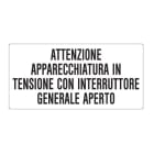 GRAFOPLAST - Etichetta "att.ne apparec.in tensione con int" in vinile adesivo dimensioni L=68 mm, H=33 mm, 20 pz per foglio