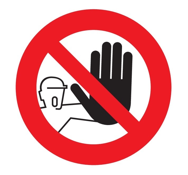 GRAFOPLAST - Etichetta tonda vietato l'accesso in vinile adesivo diametro 104 mm, 4 pz per foglio