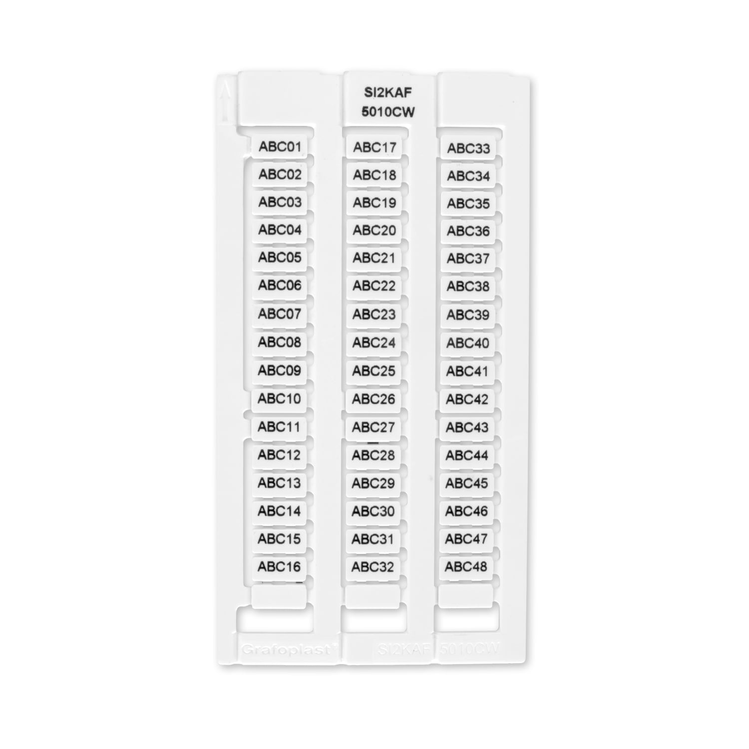 GRAFOPLAST - Tessera per Morsetti Weidmuller Bianco 10x5 mm confezione da 1056 pezzi. La tessera per morsetto serie AF si applica con velocitè e semplicitè con innesto diretto. Stampabile consistema a trasferimento termico EVOMAX, caricatore automatico SI2KAF5010LWK