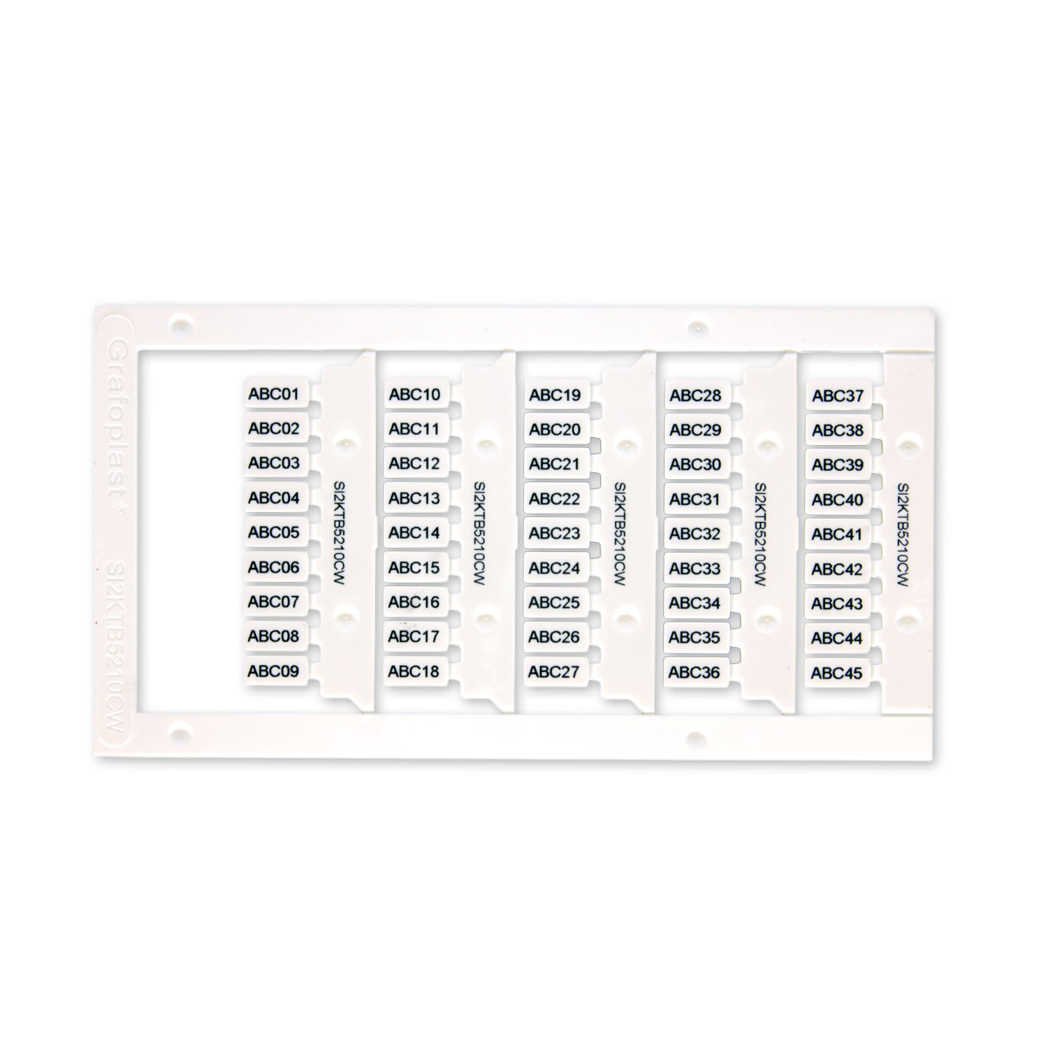 GRAFOPLAST - Tessera per Morsetti Cabur Bianco LUX 12x5 mm confezione master carton da 3500 pezzi