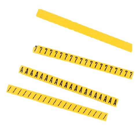 GRAFOPLAST - Strip in PVC TARGA Mini 6 x 10 x 0.75 mm "0" Stampa Nera su Fondo Giallo - 10 strips (200 caratteri)