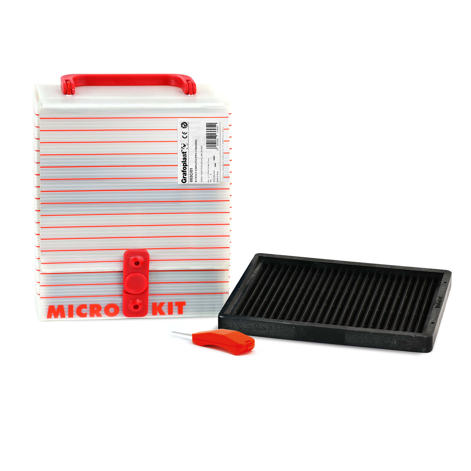 GRAFOPLAST - Micro Kit con 1 linguetta, 1 cartelliera, 1 valigetta