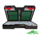 GRAFOPLAST - Trasp Case  con stecche tipo medio , una selezione di tubetti serie 100, serie 200,  serie 300, tubetto adesivo per componenti,  tubetto fascettabile, 2 linguette , 2 cartelliere,1valigetta