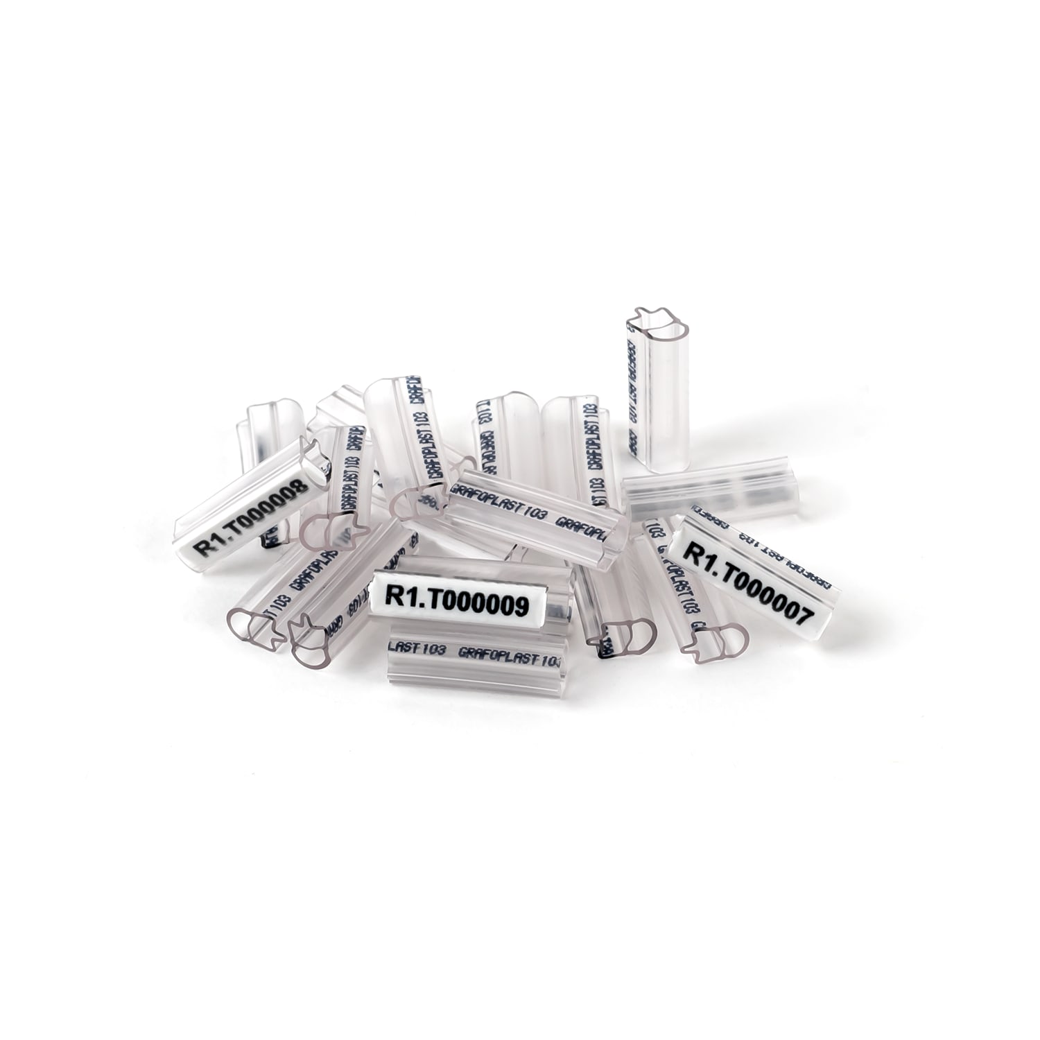 GRAFOPLAST - Tubetto Halogen Free Trasparente Lunghezza 18 mm diametro da 3 fino a 4 mm - 500 pezzi. Tubetto Trasparente Serie 100, apprezzato per la sua rigidità e precisione di innesto