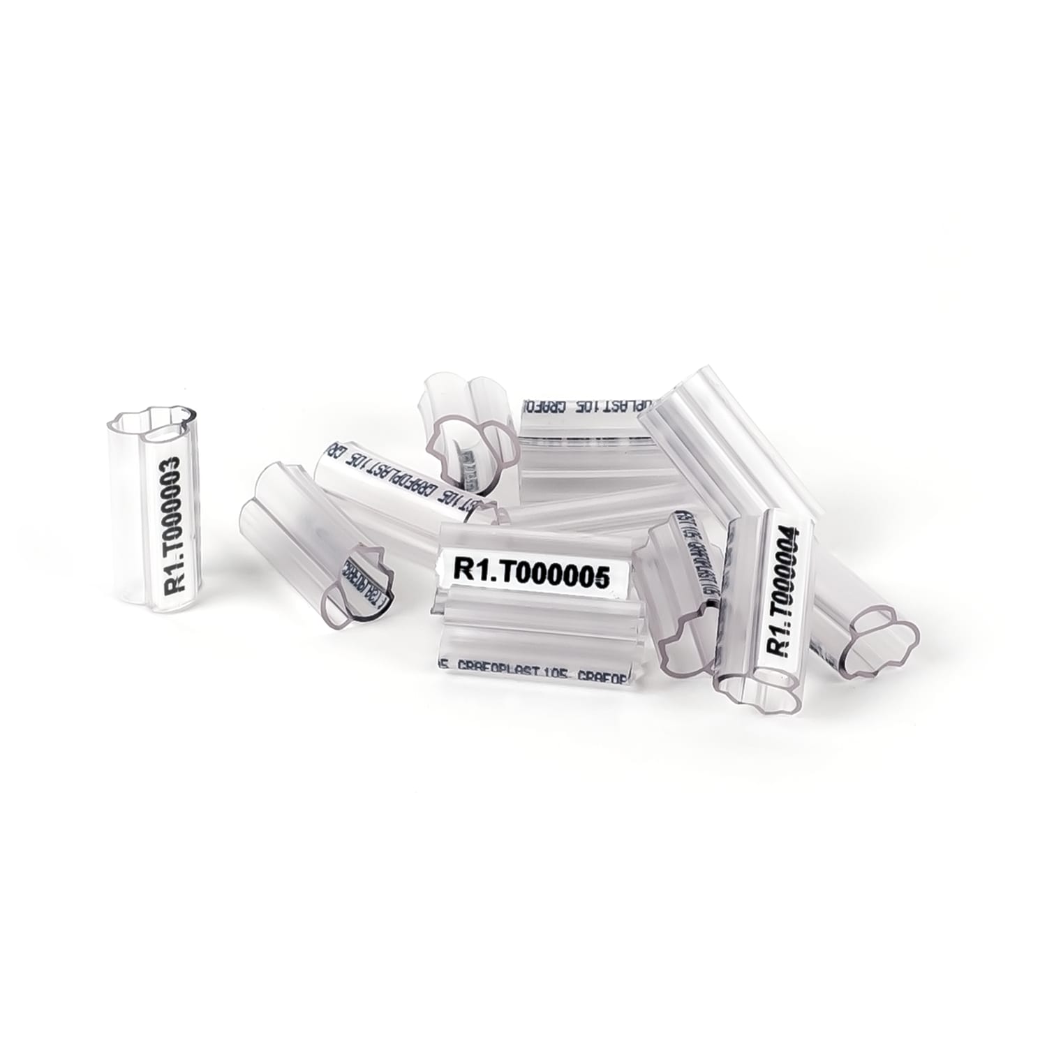 GRAFOPLAST - Tubetto Halogen Free trasparente Lunghezza 23 mm diametro da 5 fino a 6 mm - confezione da 500 pezzi. Tubetto Trasparente Serie 100, apprezzato per la sua rigidità e precisione diinnesto